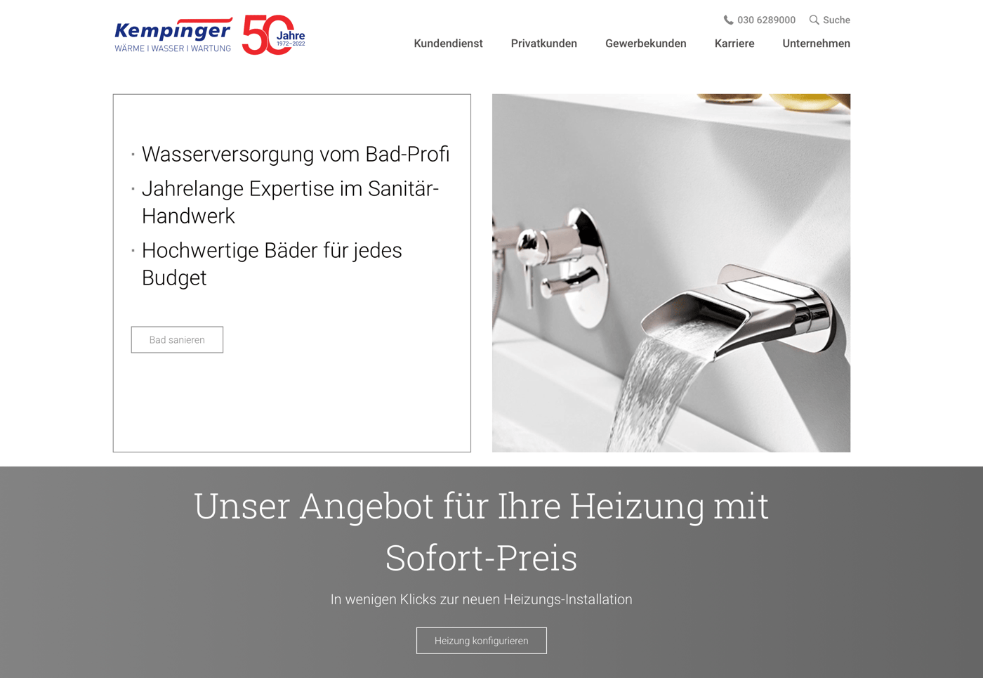 Ausschnitt 2 von 4 der Website von Kempinger, Berlin