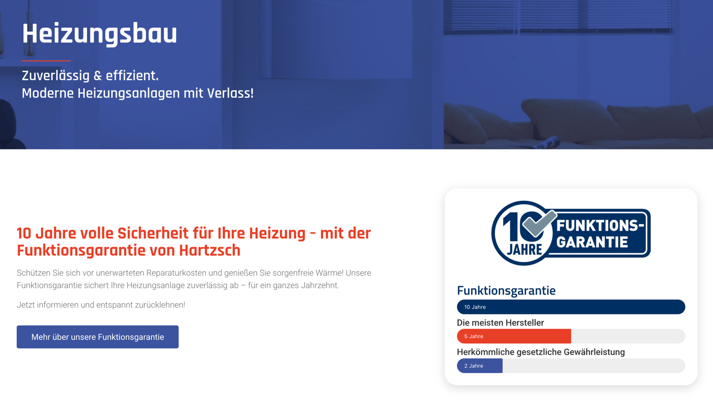 Ausschnitt 4 von 4 der Website von Hartzsch, Hannover