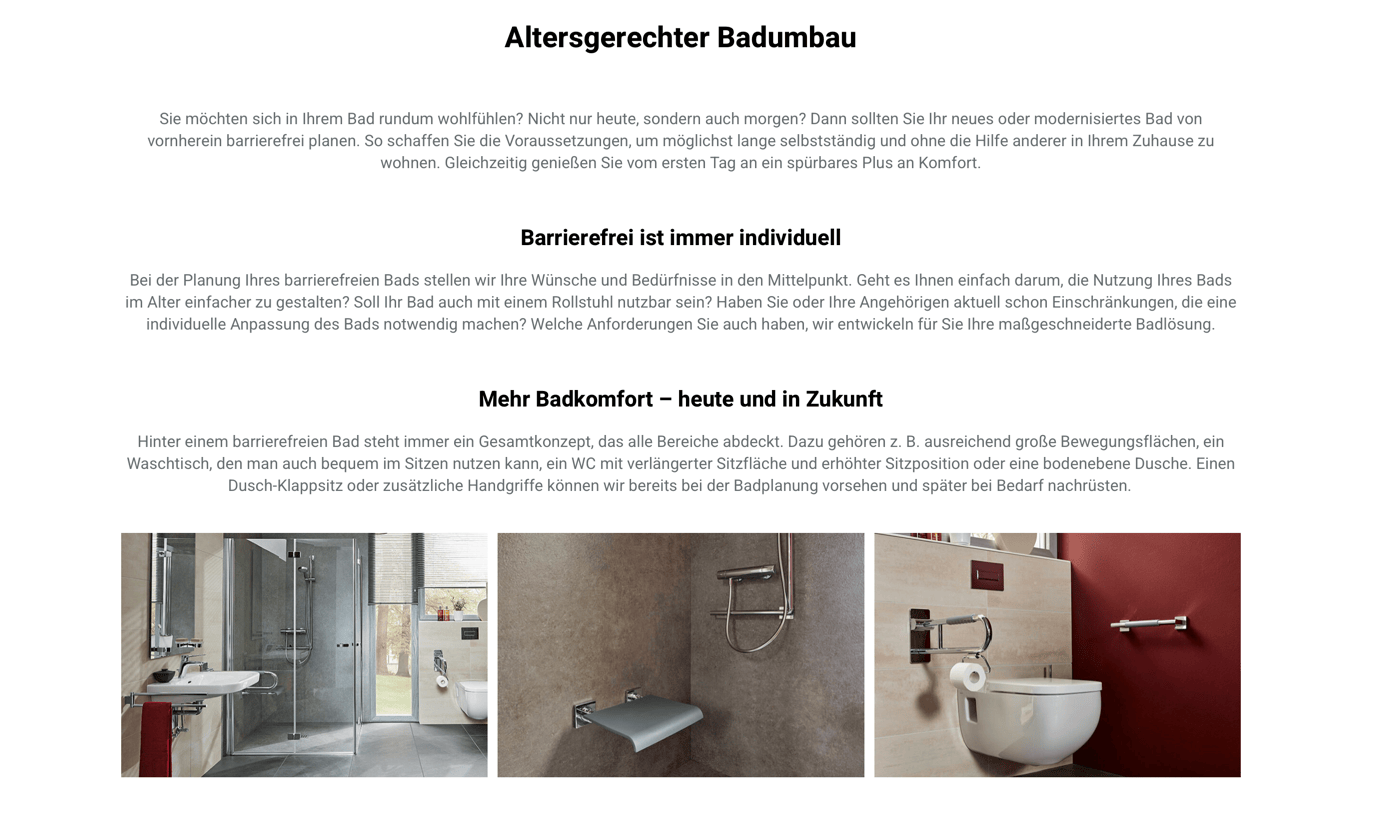 Ausschnitt 3 von 4 der Website von Altwein Sanitär, Dresden