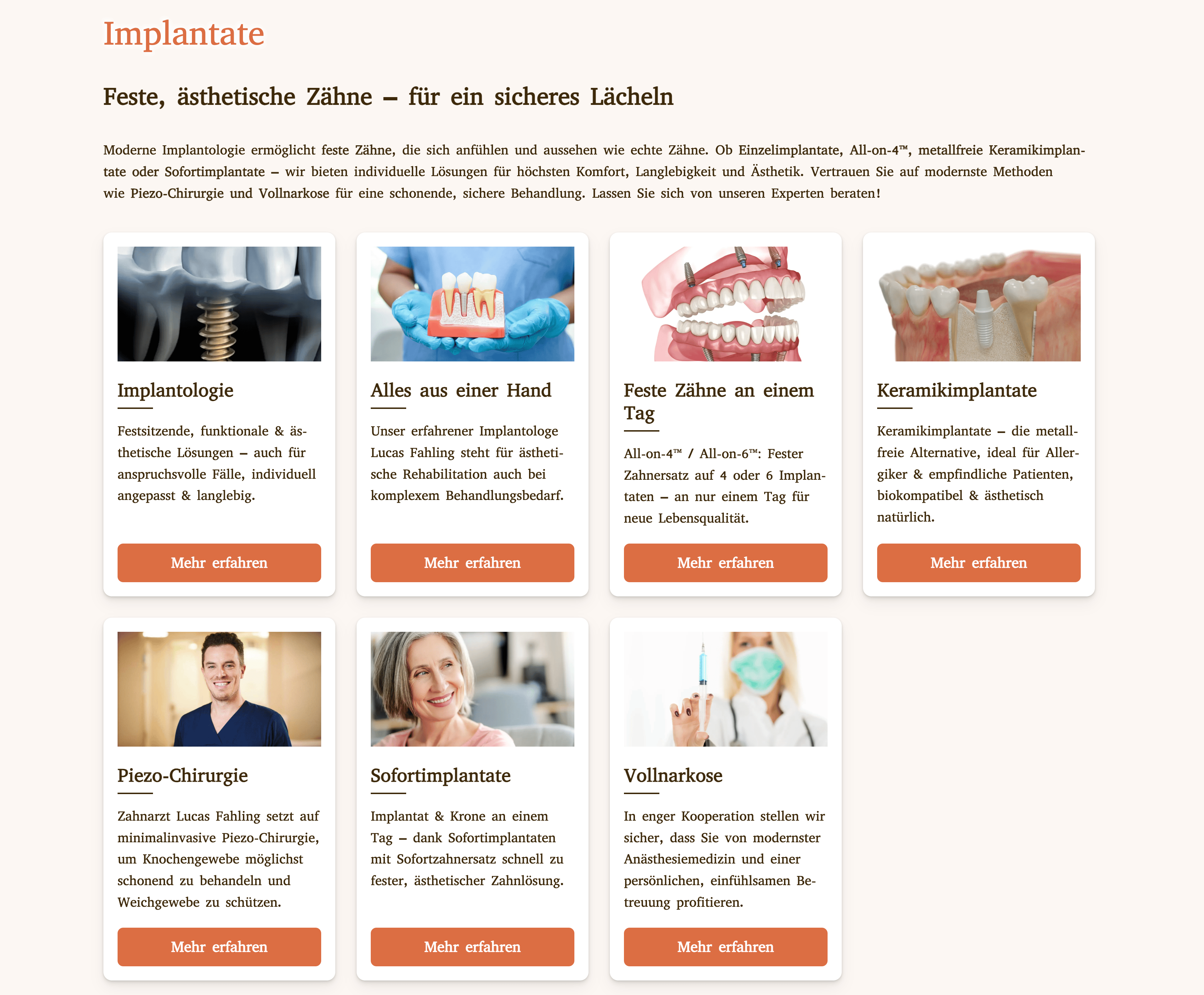 Ausschnitt 1 von 2 der Website von Zeit für schöne Zähne, Berlin