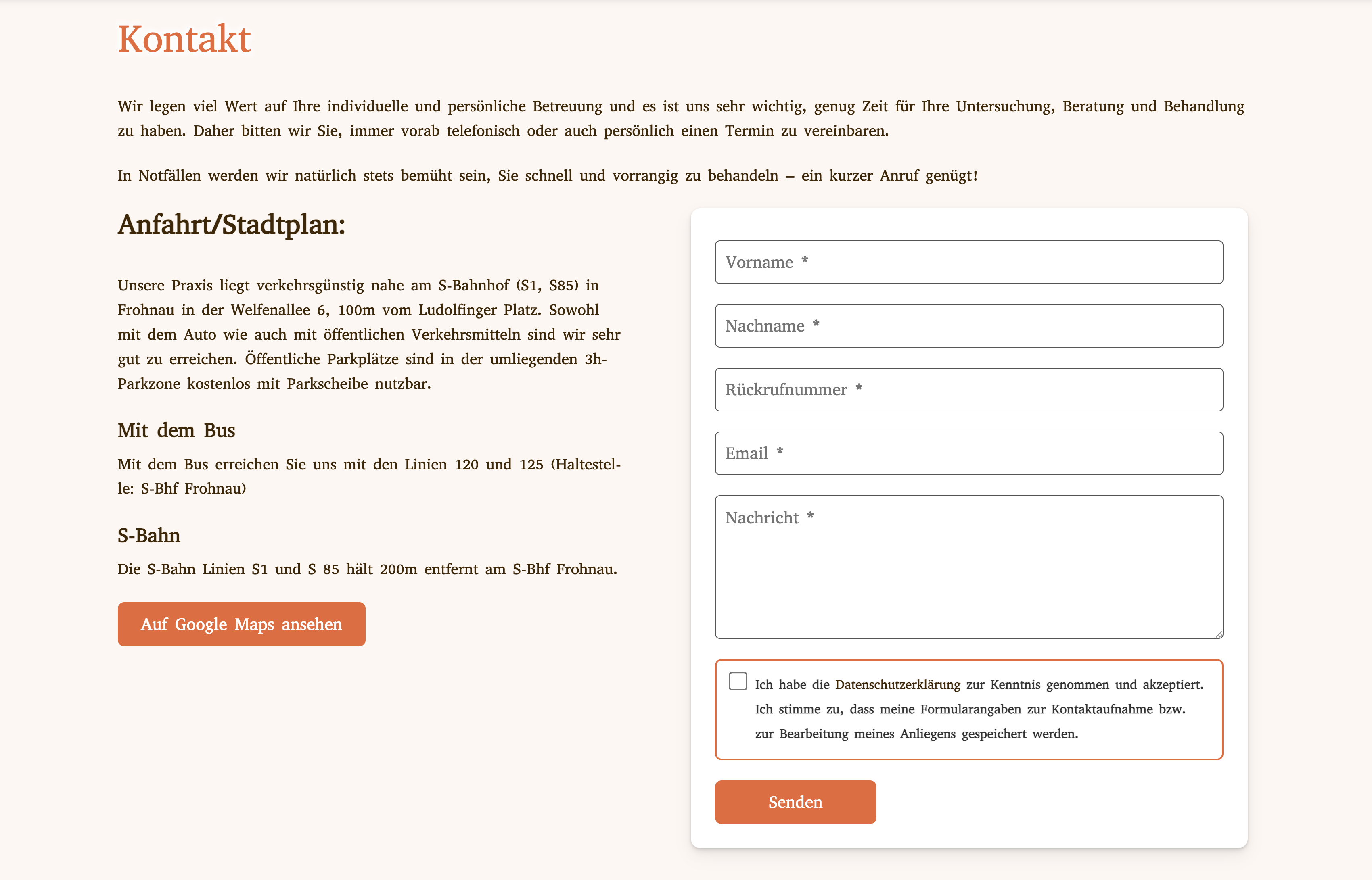 Ausschnitt 2 von 2 der Website von Zeit für schöne Zähne, Berlin