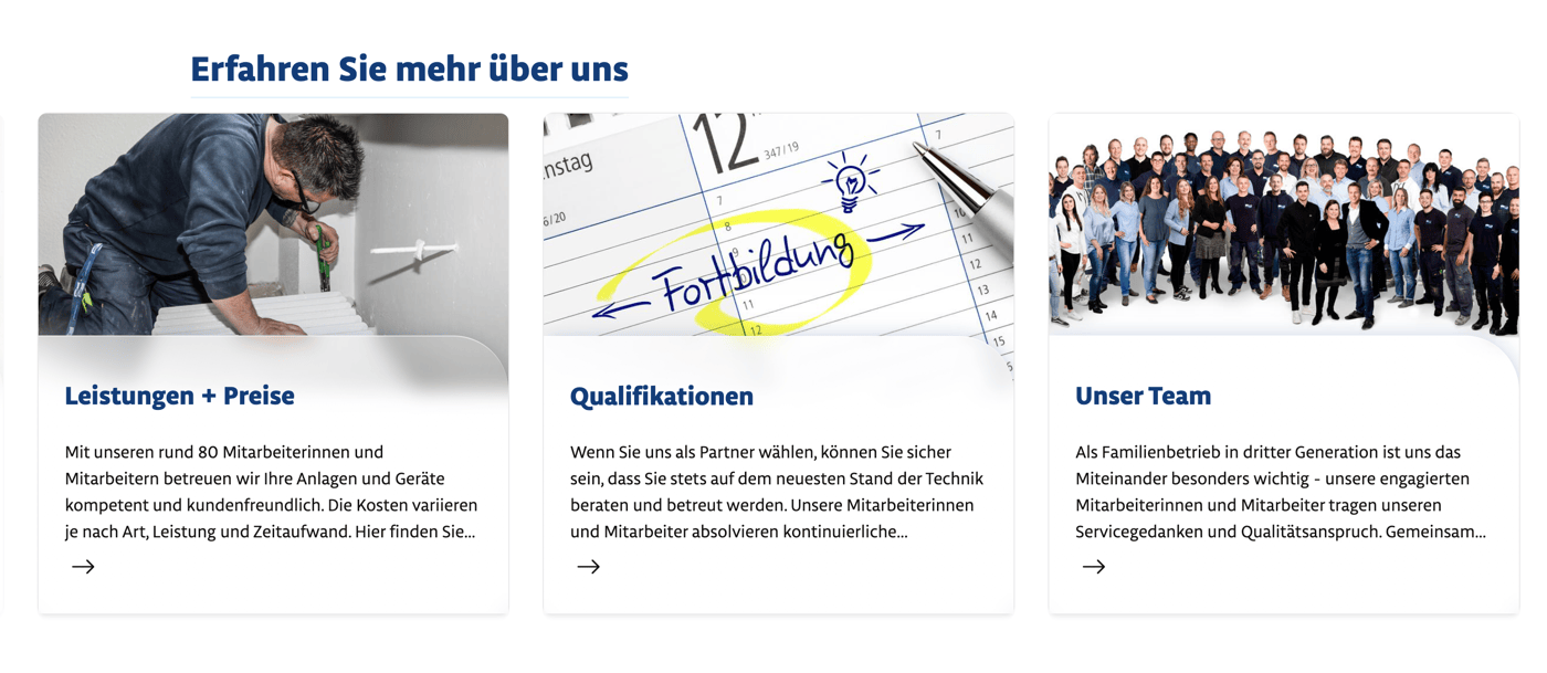 Ausschnitt 2 von 4 der Website von Helmut Hinz, Köln