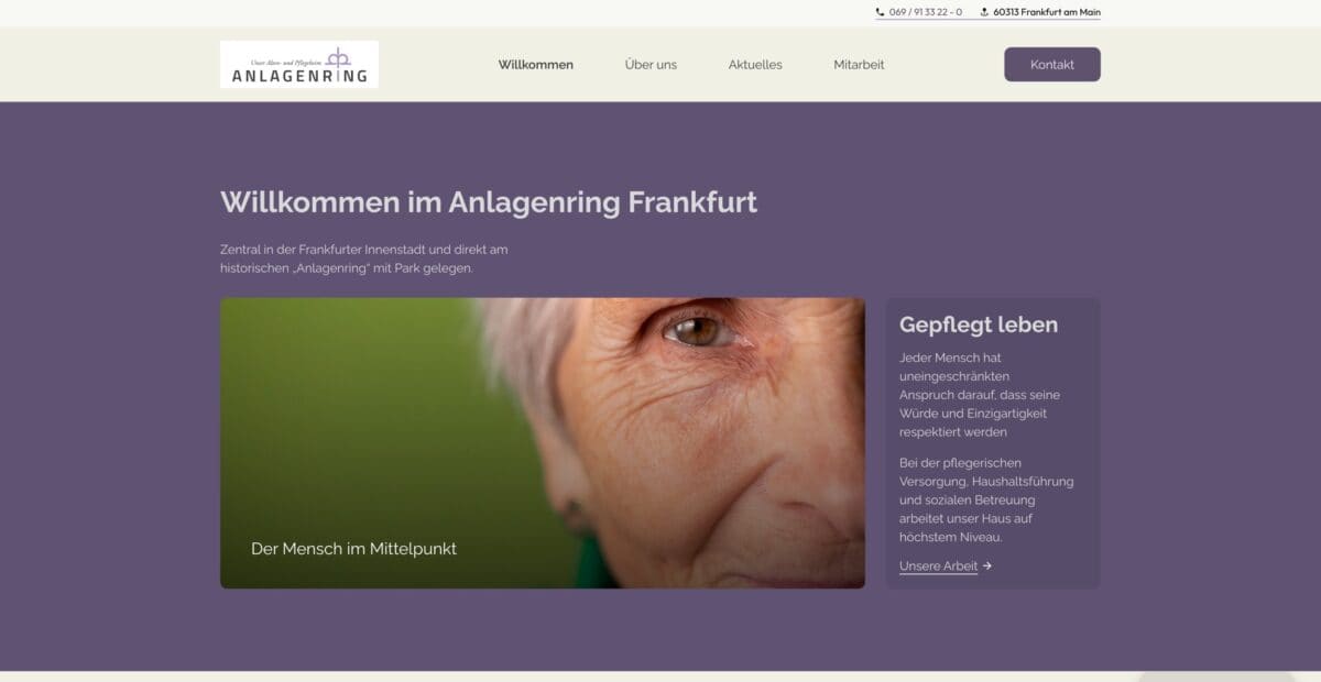 Screenshot der Website