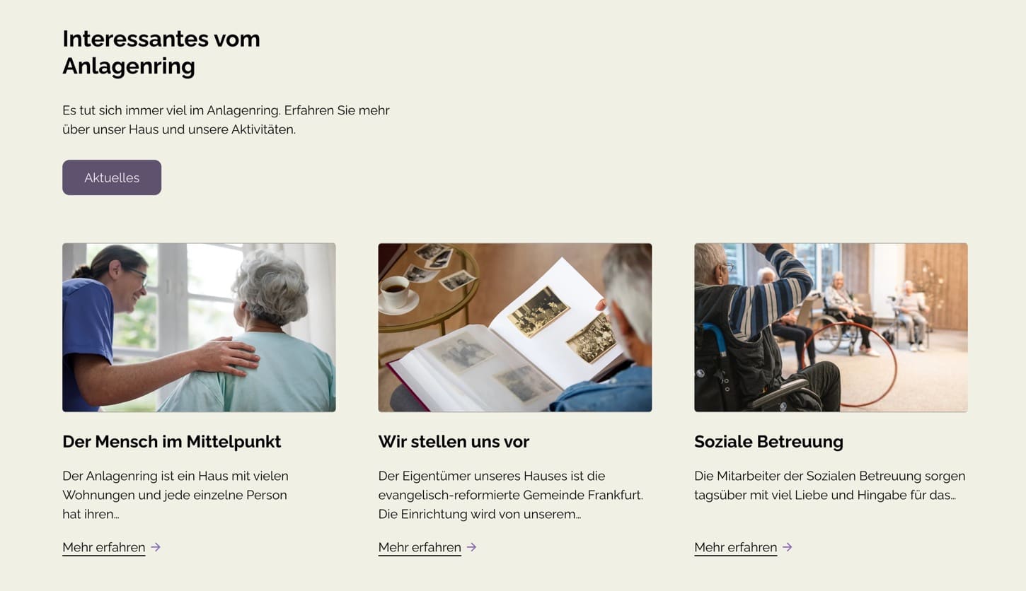 Ausschnitt 2 von 5 der Website von Anlagenring Frankfurt, Frankfurt am Main