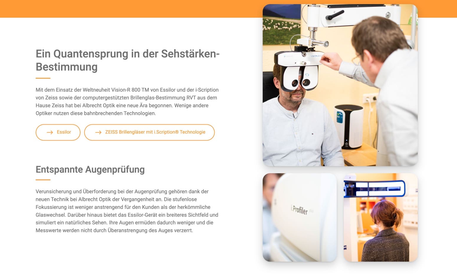 Ausschnitt 5 von 6 der Website von Albrecht Optik, Freiburg im Breisgau