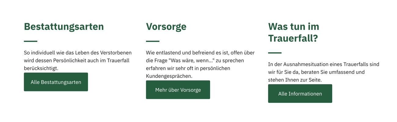 Ausschnitt 1 von 4 der Website von Friedrich Bestattungen, Kreis Recklinghausen