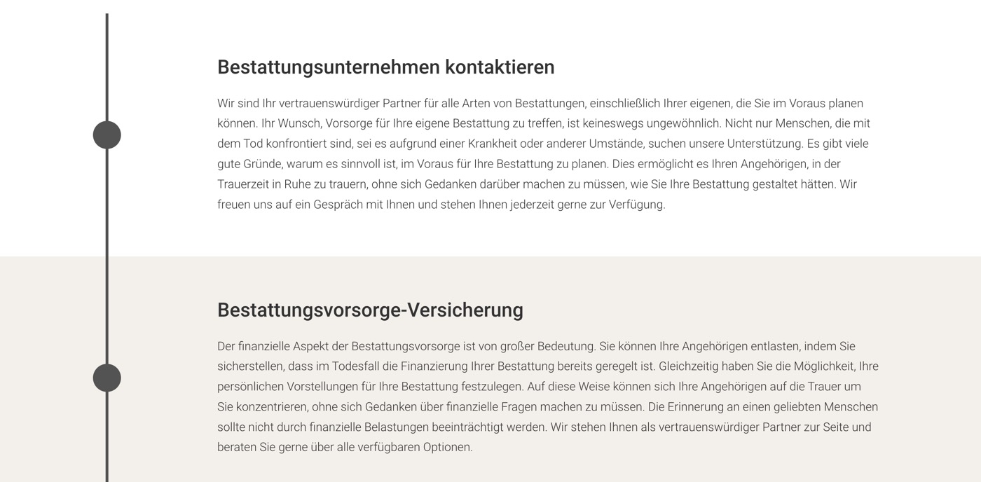 Ausschnitt 4 von 5 der Website von Durchdewald Bestattungen Friedberg, Wetteraukreis