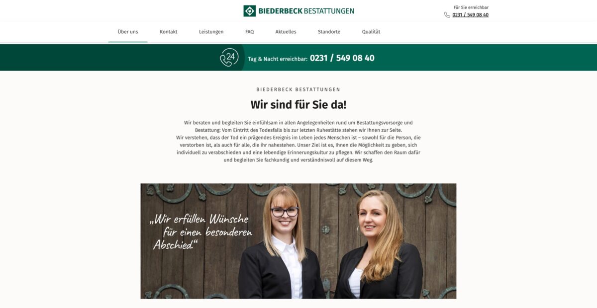 Screenshot der Website