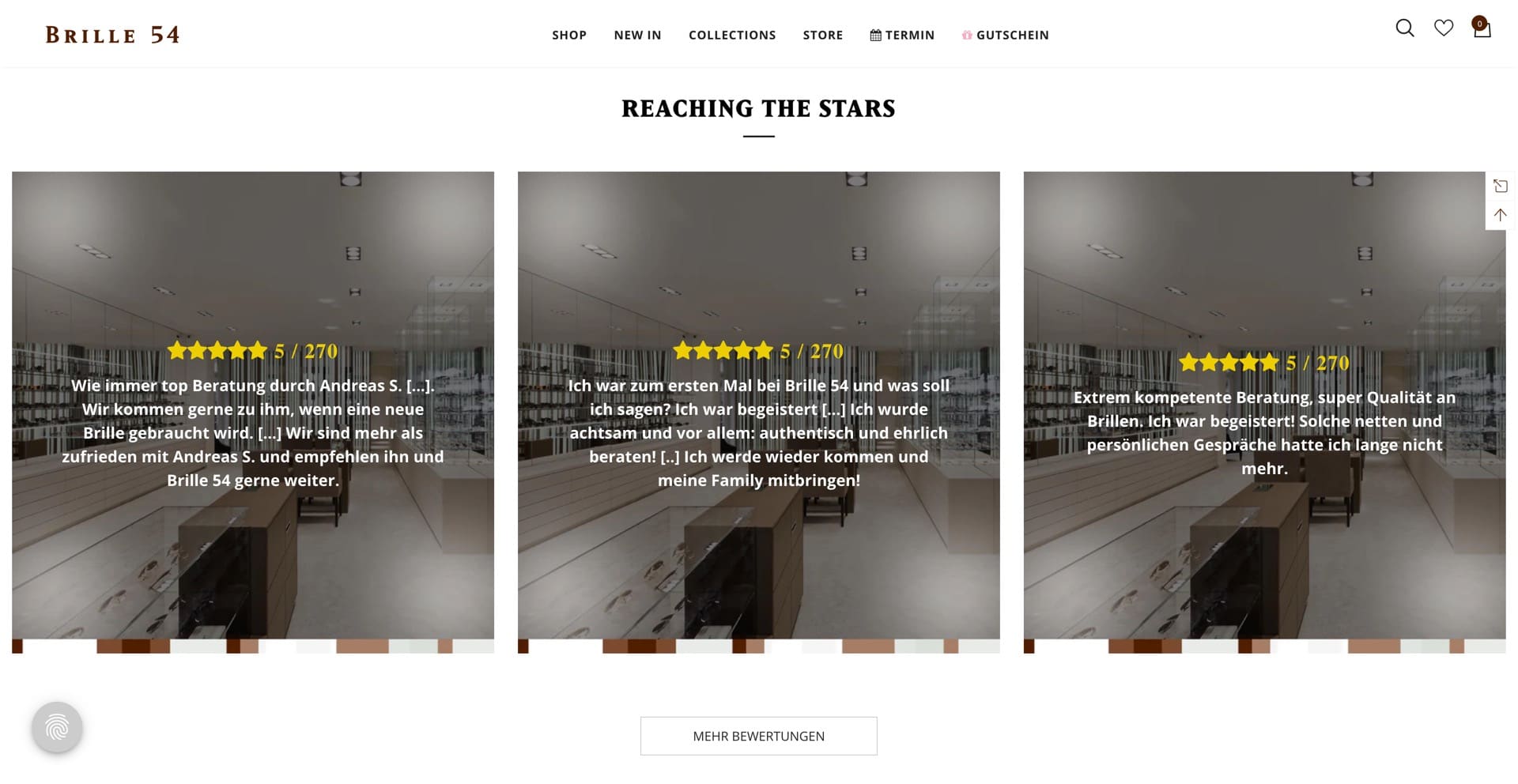 Ausschnitt 3 von 5 der Website von Brille 54, Berlin