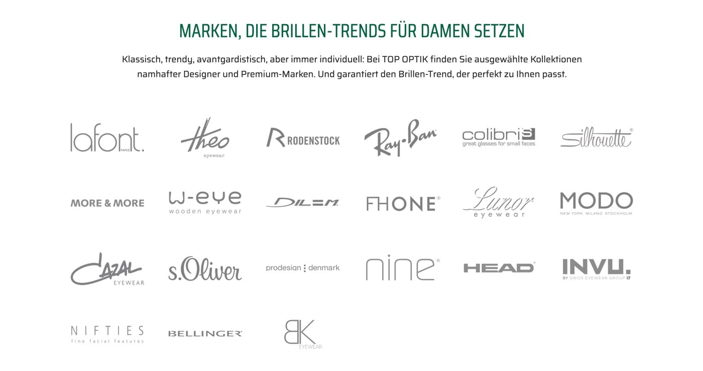 Ausschnitt 3 von 6 der Website von TOP OPTIK, Stuttgart