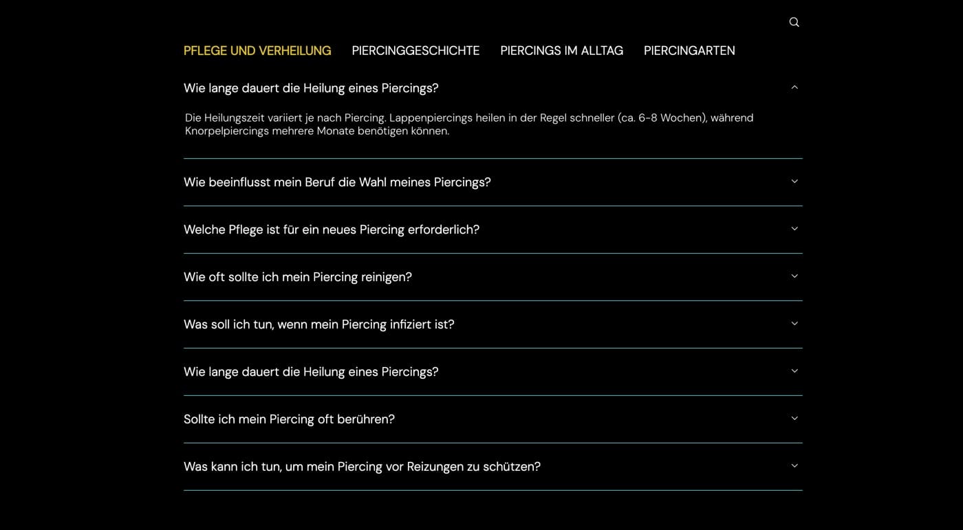 Ausschnitt 2 von 4 der Website von The Pigment Gallery, Köln