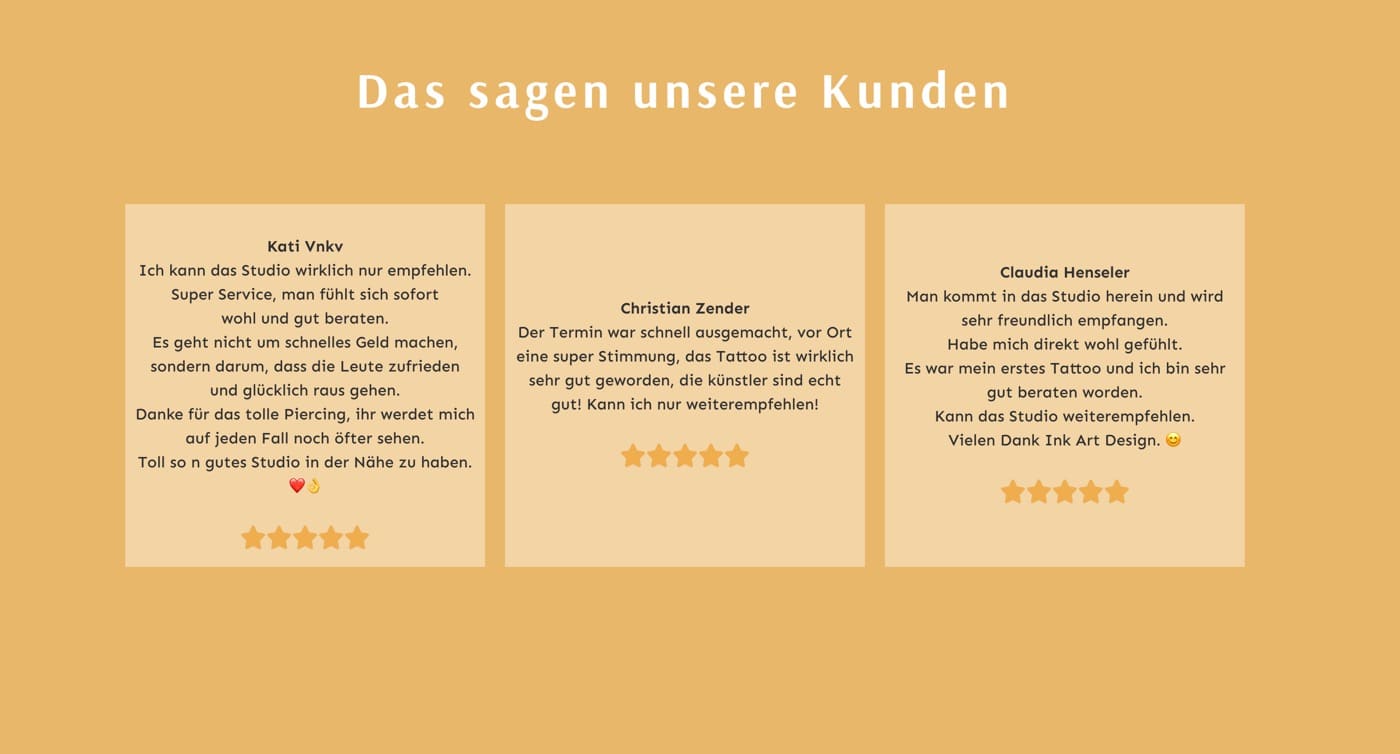 Ausschnitt 2 von 6 der Website von Ink Art Design, Bonn