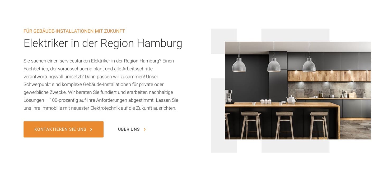 Ausschnitt 3 von 4 der Website von DeinElektriker.Hamburg, Hamburg