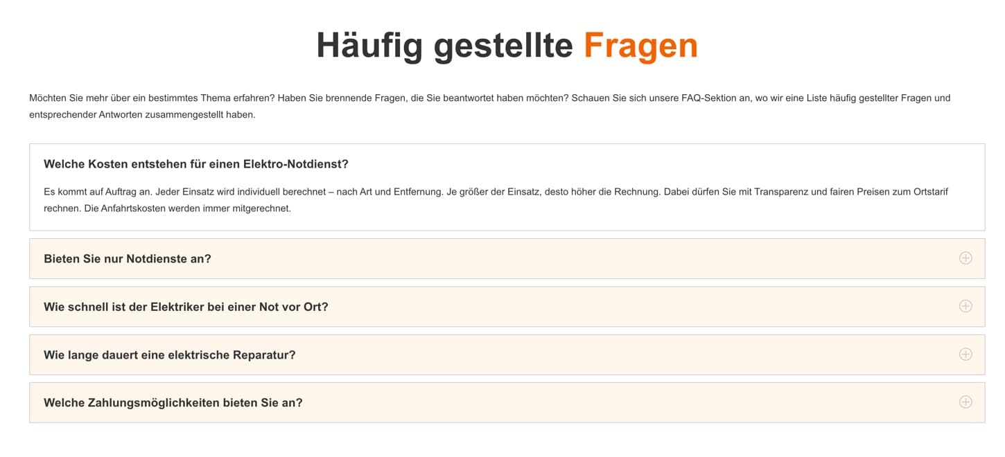 Ausschnitt 1 von 5 der Website von Elektriker München, München