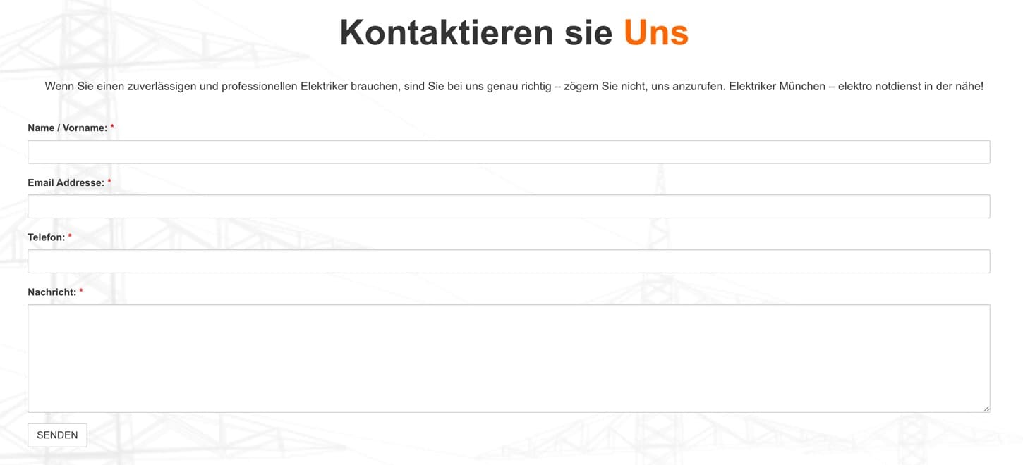 Ausschnitt 2 von 5 der Website von Elektriker München, München