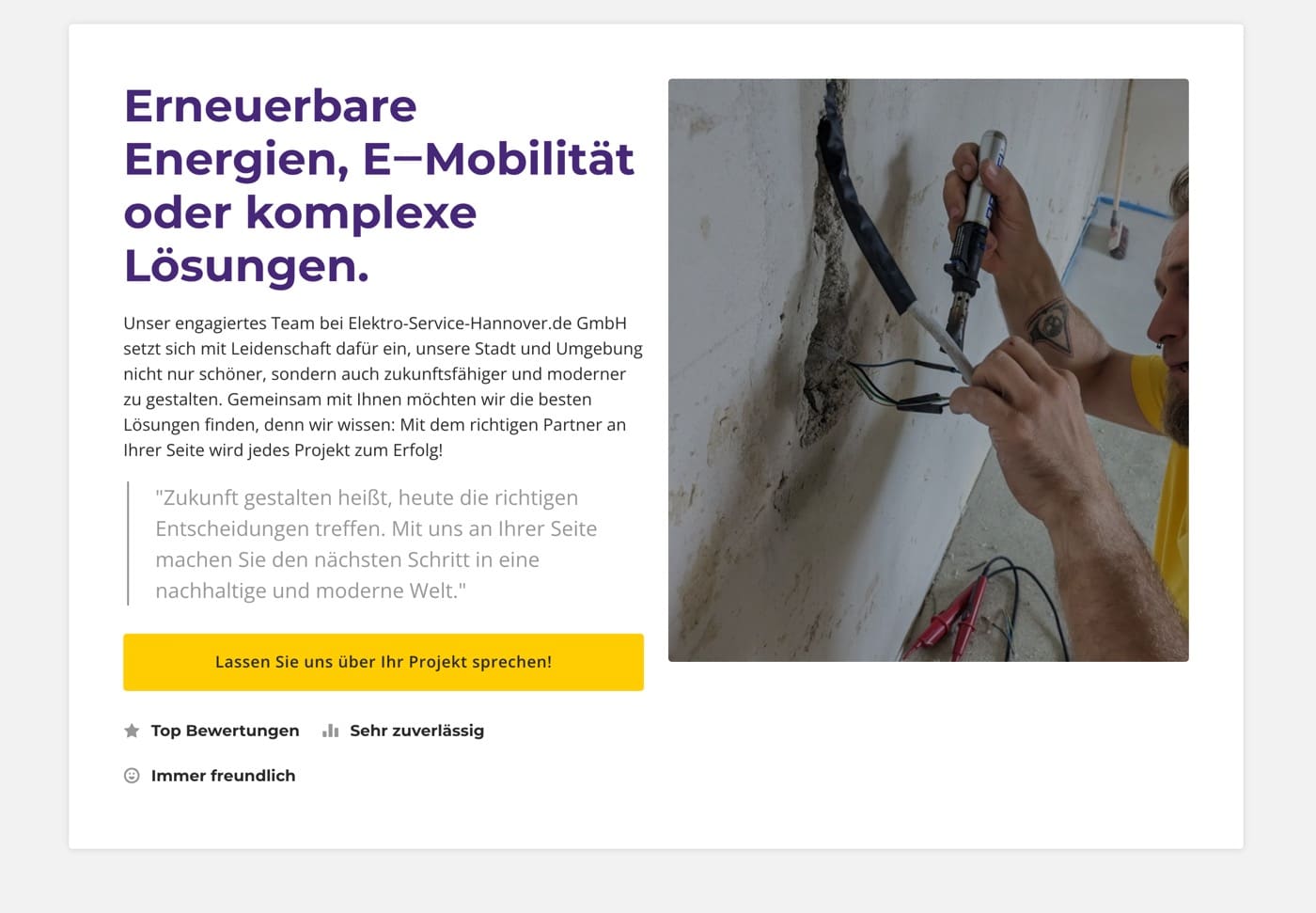Ausschnitt 1 von 3 der Website von Elektro-Service-Hannover.de, Hannover