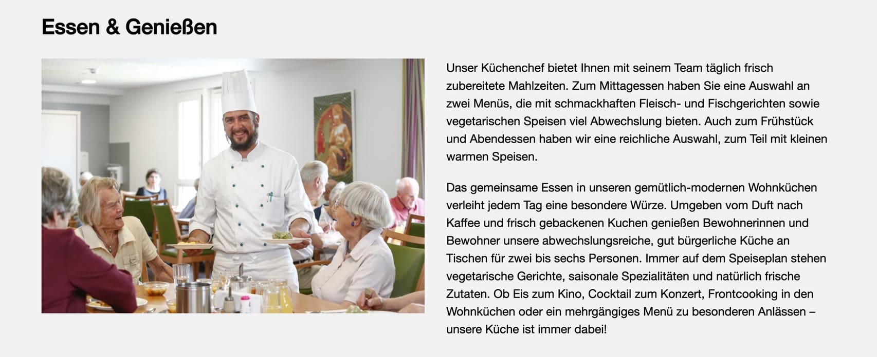 Ausschnitt 3 von 5 der Website von Pflegezentrum Sendling, München