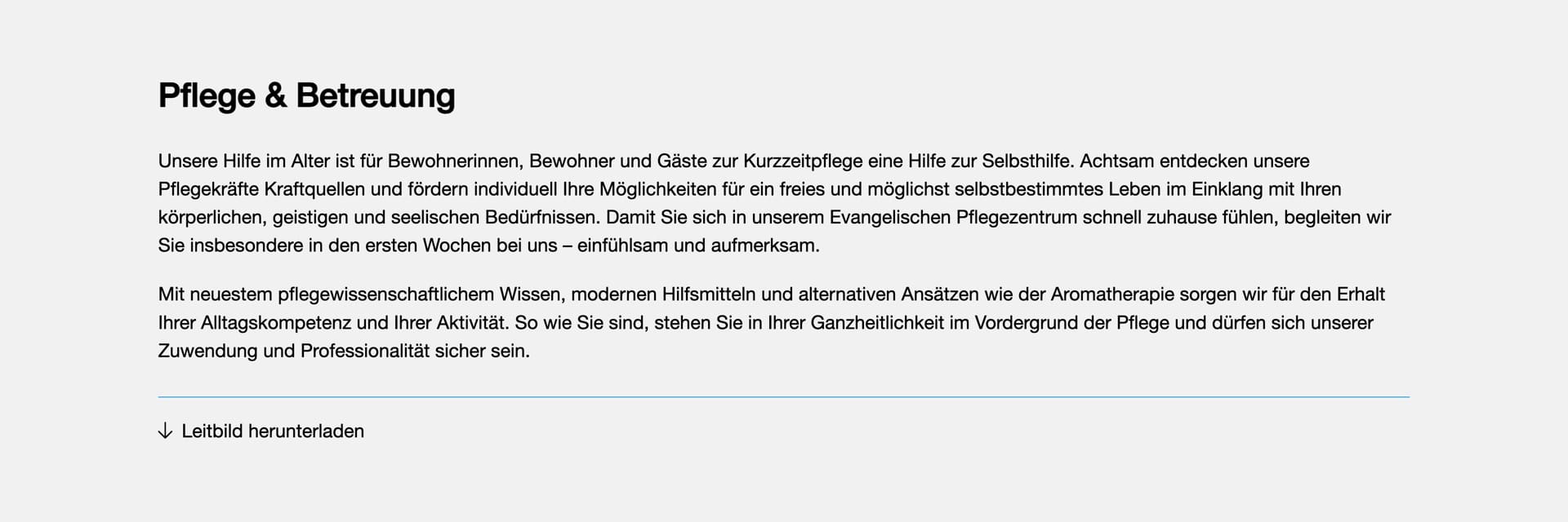 Ausschnitt 4 von 5 der Website von Pflegezentrum Sendling, München
