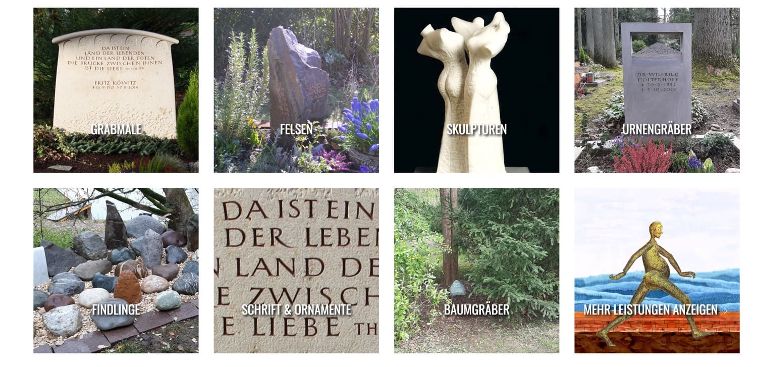 Ausschnitt 1 von 6 der Website von Feinhieb Steinbildhauerei, Köln