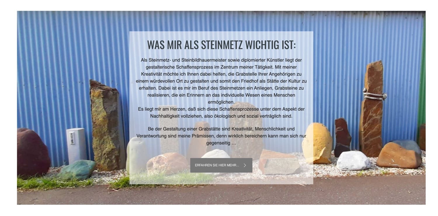 Ausschnitt 3 von 6 der Website von Feinhieb Steinbildhauerei, Köln