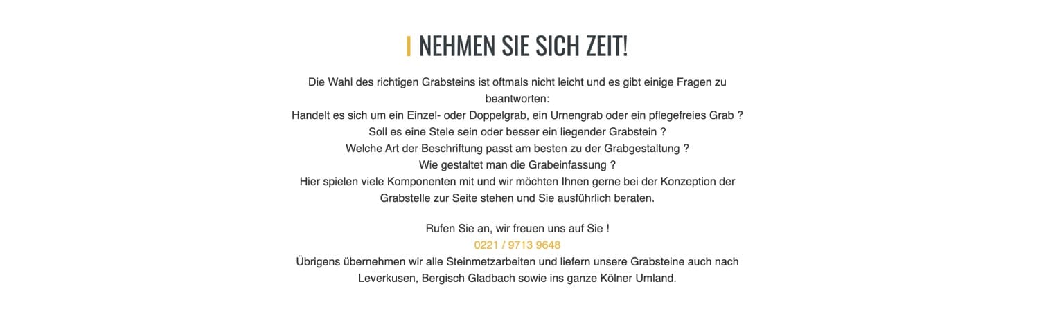 Ausschnitt 5 von 6 der Website von Feinhieb Steinbildhauerei, Köln