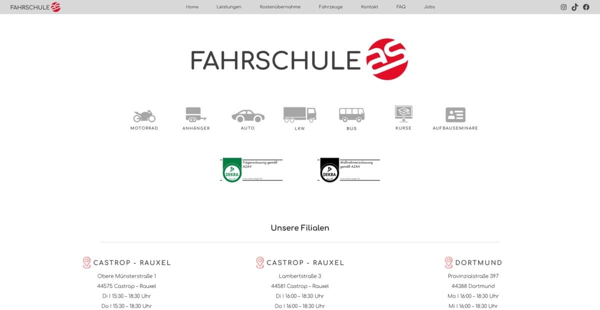 Screenshot der Website