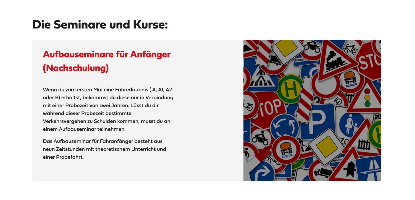 Ausschnitt 4 von 4 der Website von Fahrschule Die 2, Flensburg