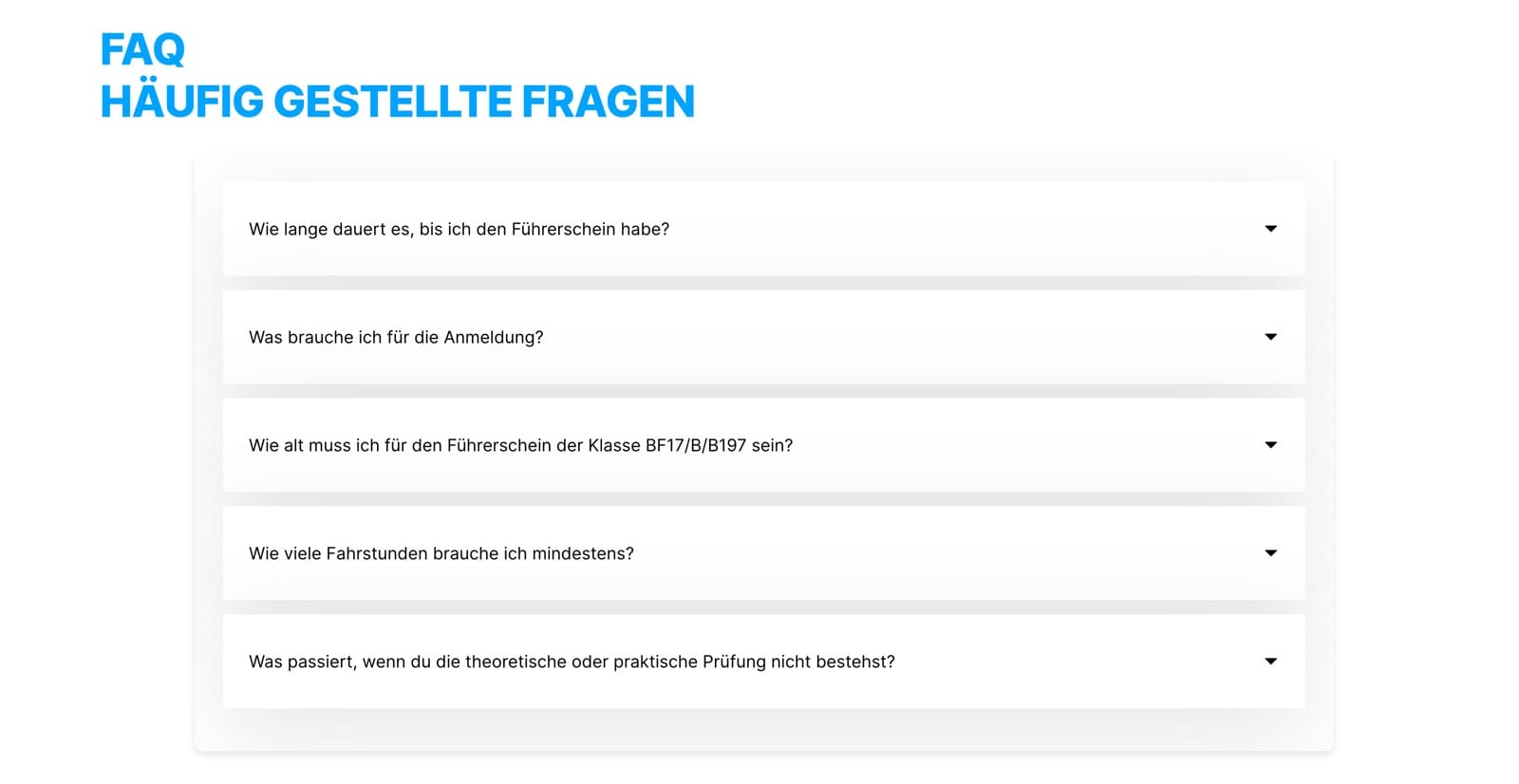Ausschnitt 4 von 6 der Website von Fahrschule Fahrplan, Frankfurt am Main