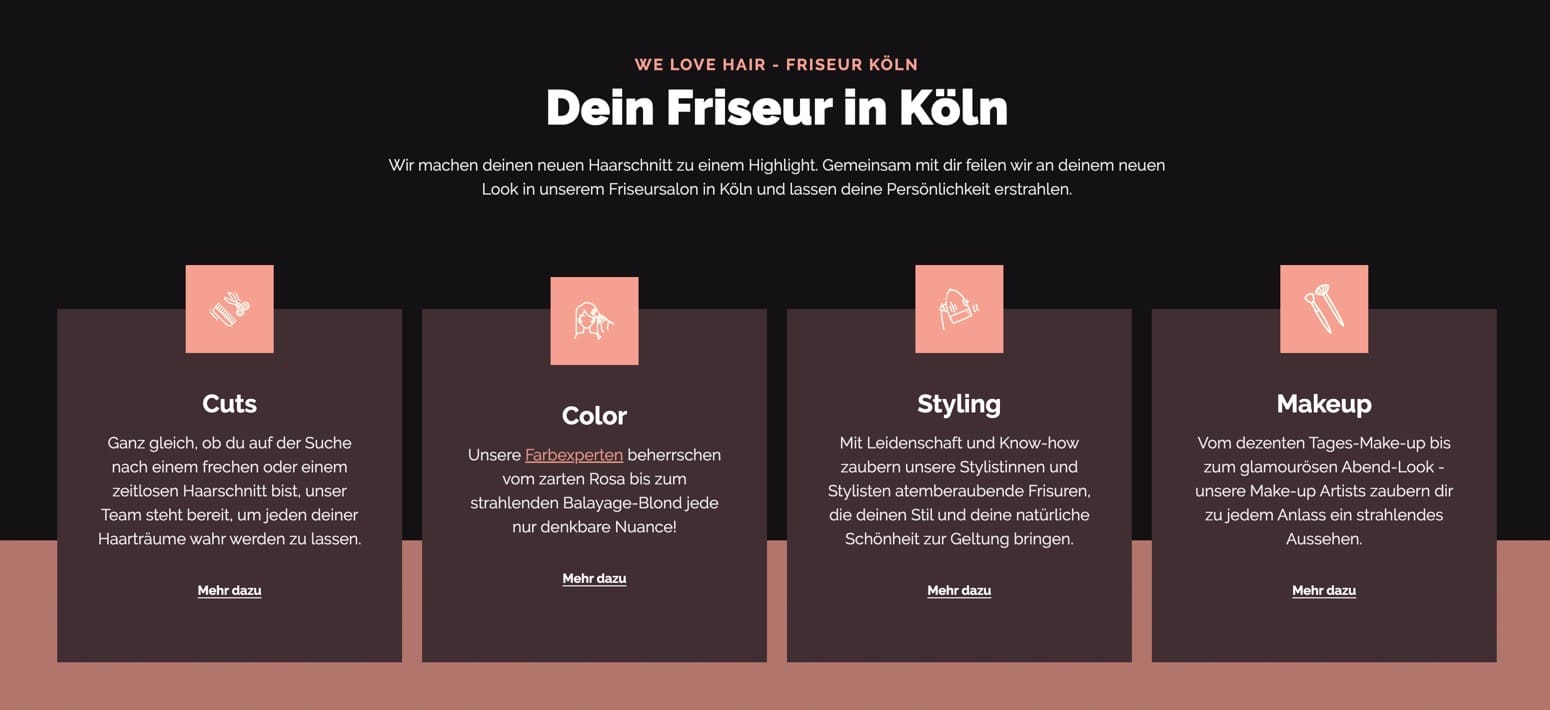 Ausschnitt 1 von 4 der Website von We Love Hair Köln, Köln