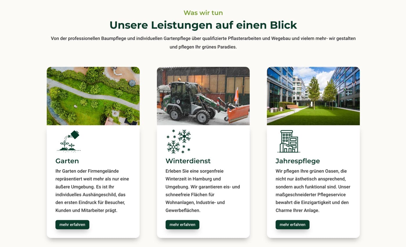 Ausschnitt 1 von 5 der Website von Galabau Wesserling, Kreis Stormarn