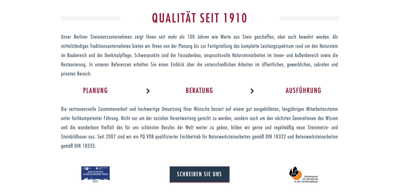 Ausschnitt 3 von 5 der Website von Gebauer Steinmetzarbeiten, Berlin