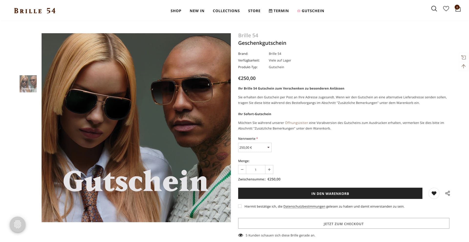 Ausschnitt 2 von 5 der Website von Brille 54, Berlin
