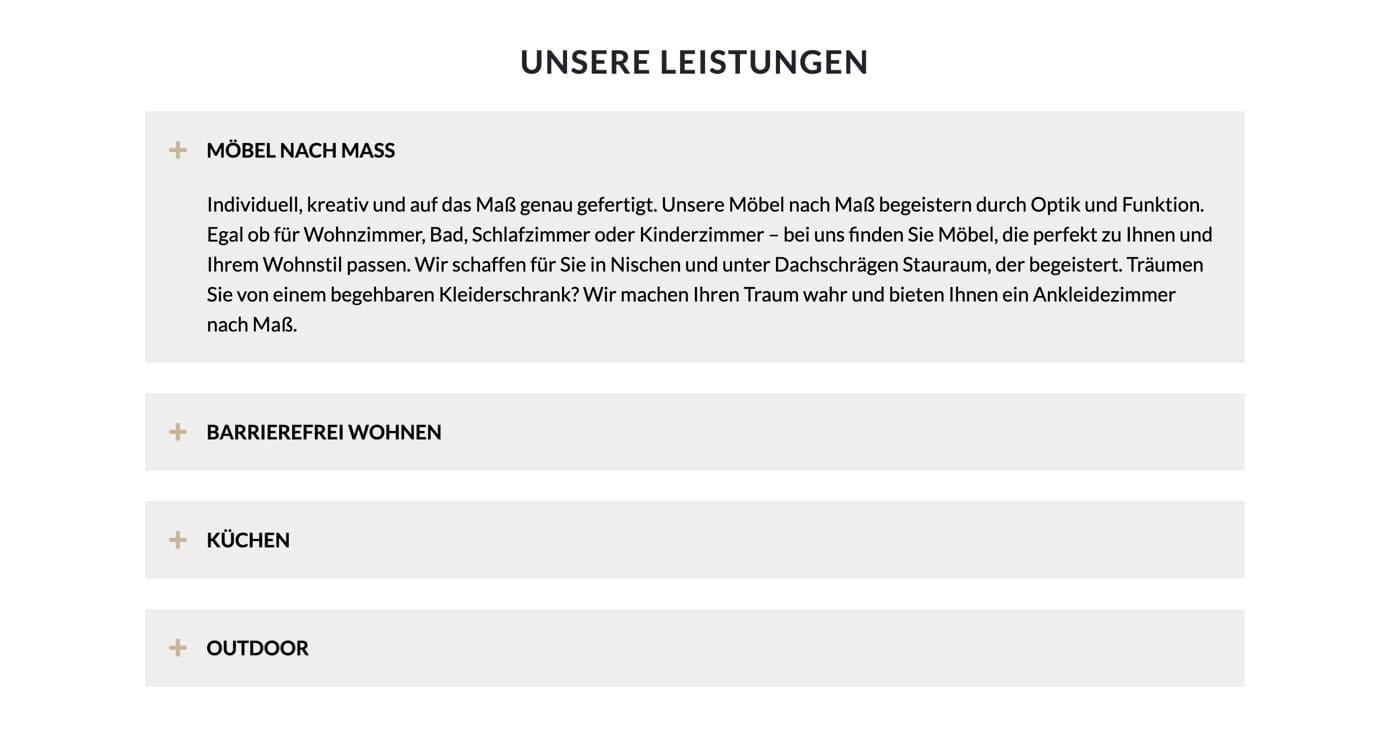 Ausschnitt 4 von 4 der Website von Tischlerei Vest, Recklinghausen