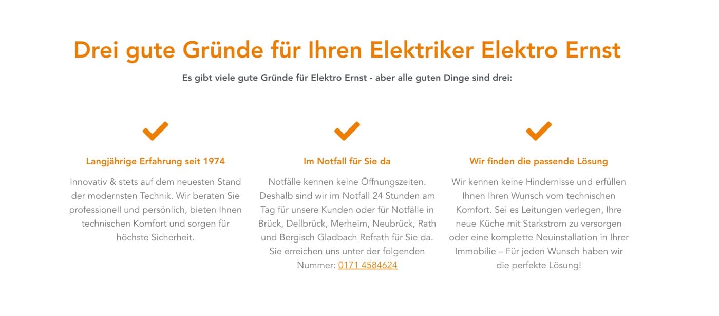 Ausschnitt 4 von 4 der Website von Elektro Ernst, Köln