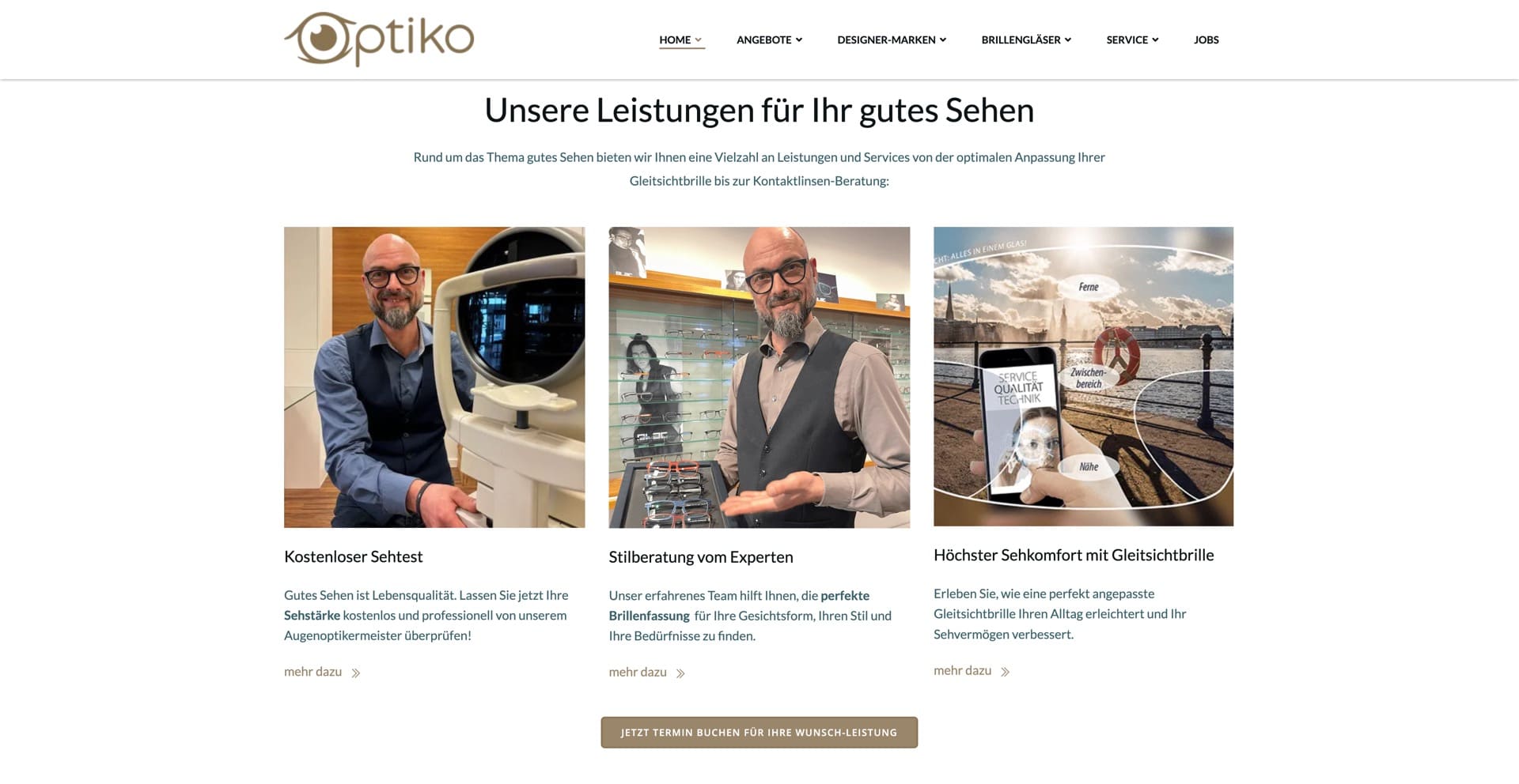 Ausschnitt 1 von 4 der Website von Optiko Hamburg, Hamburg