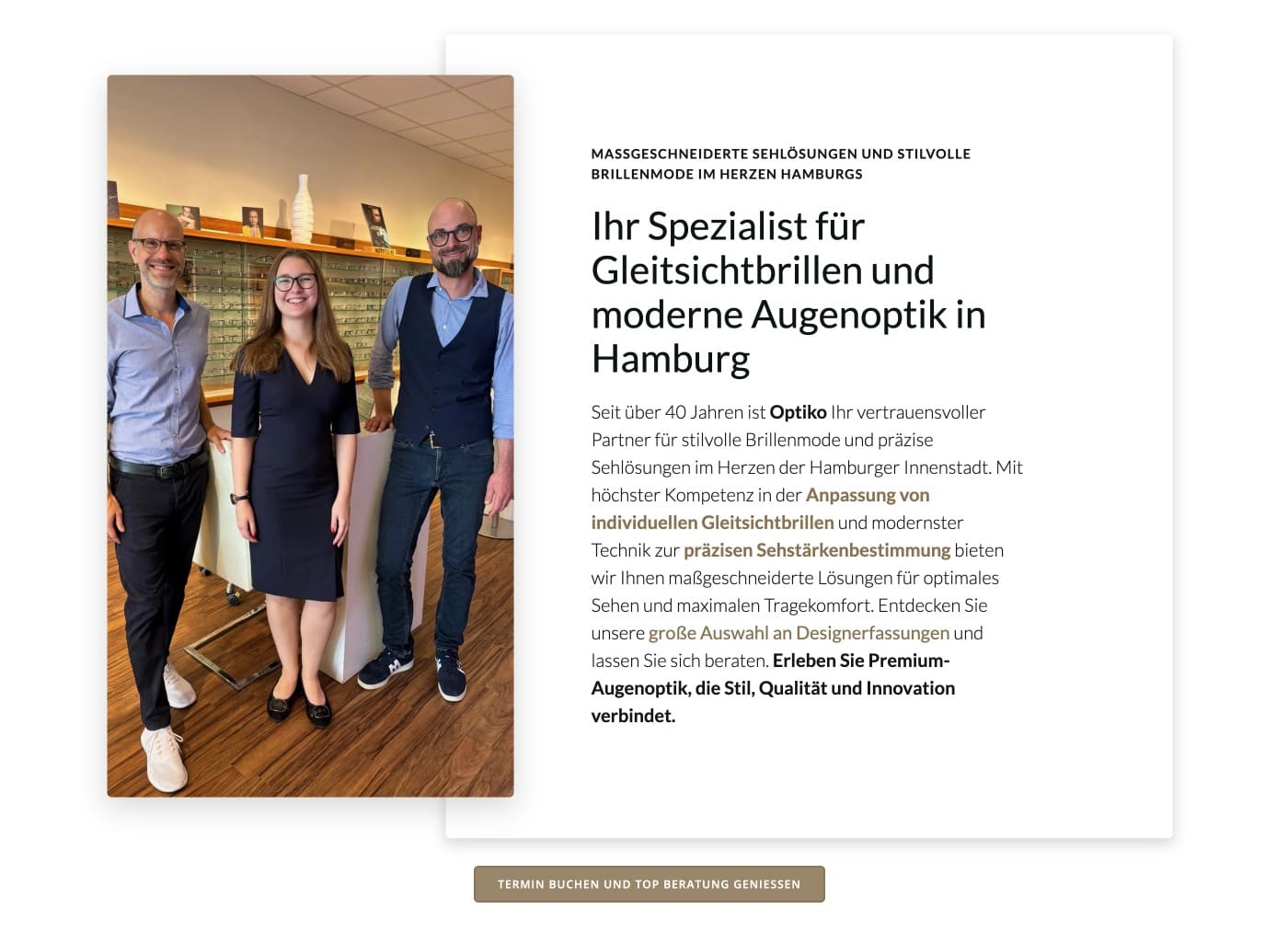 Ausschnitt 3 von 4 der Website von Optiko Hamburg, Hamburg