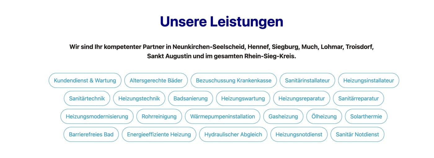 Ausschnitt 1 von 4 der Website von Kowal SHK, Rhein-Sieg-Kreis