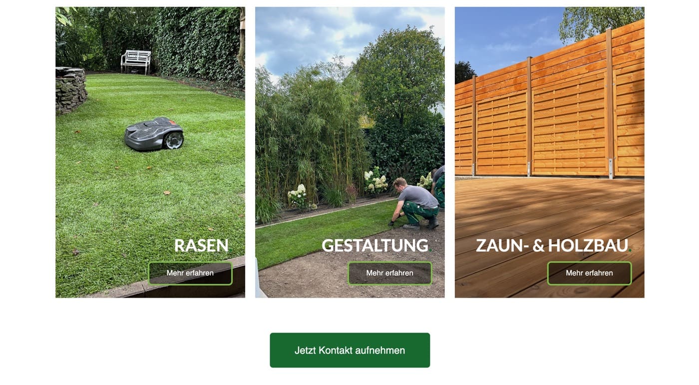Ausschnitt 1 von 4 der Website von Kuhn Galabau, Köln