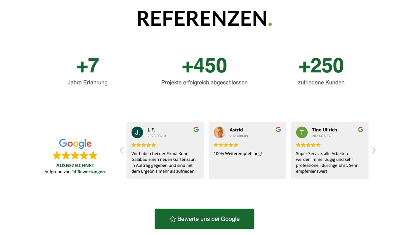 Ausschnitt 2 von 4 der Website von Kuhn Galabau, Köln
