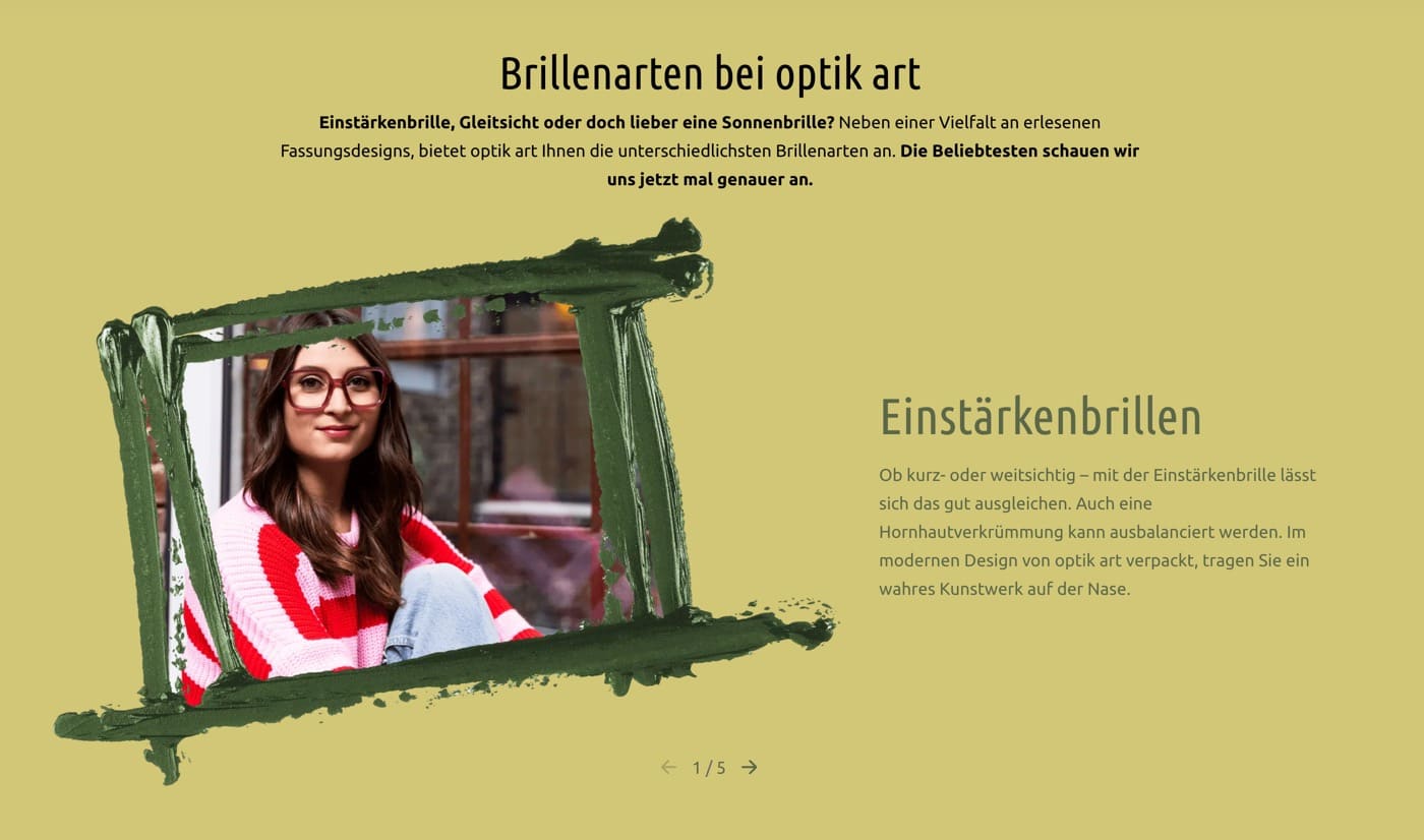 Ausschnitt 4 von 5 der Website von Optik Art, Dortmund