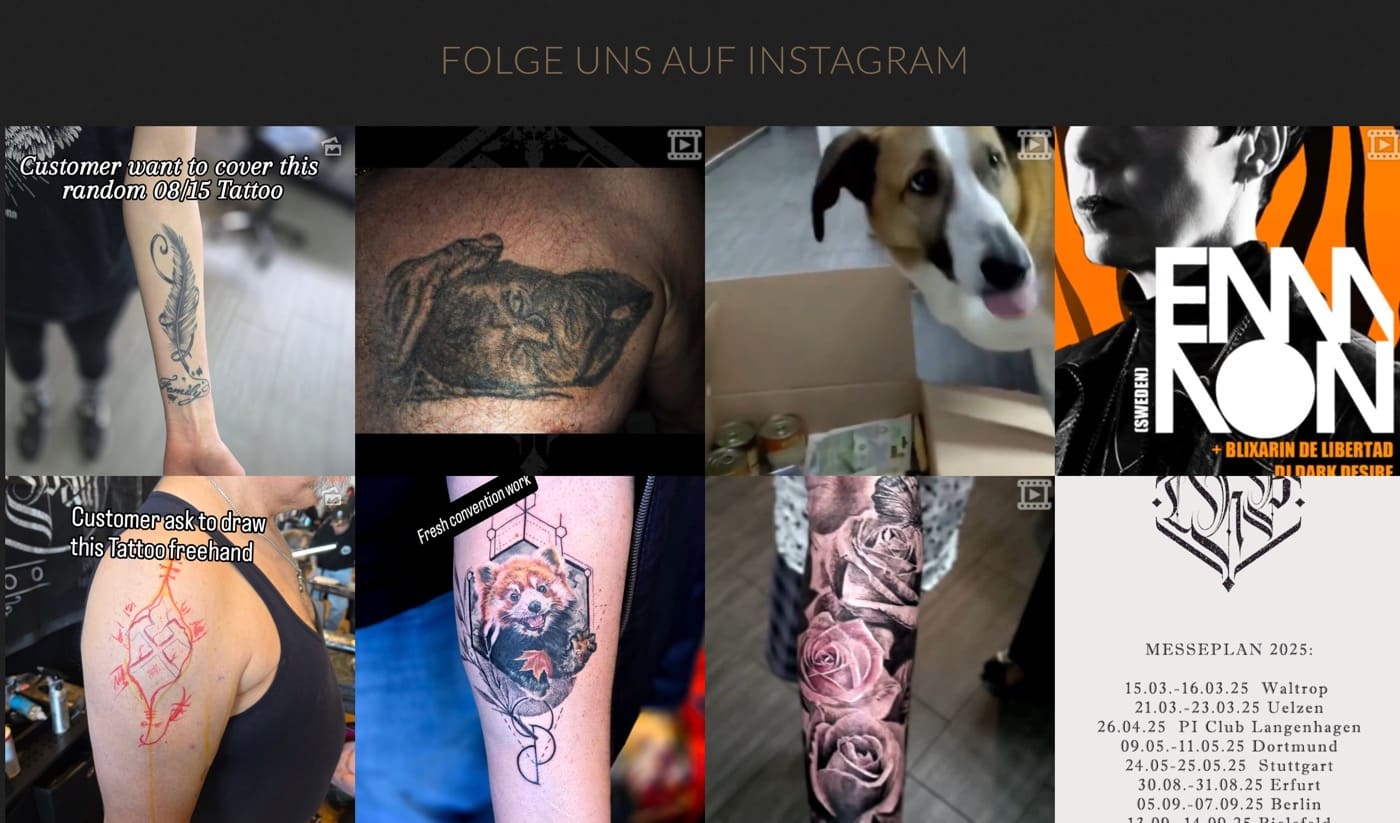 Ausschnitt 2 von 3 der Website von Left Hand Path Tattoo, Hannover