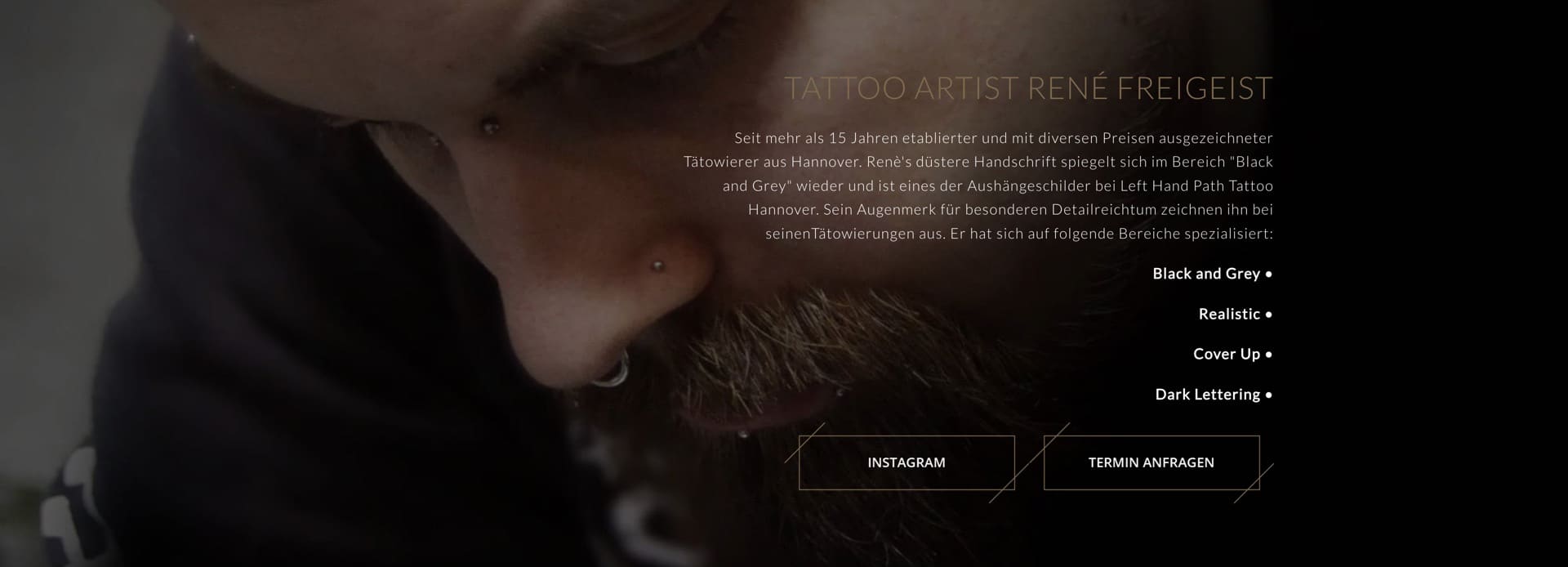 Ausschnitt 3 von 3 der Website von Left Hand Path Tattoo, Hannover