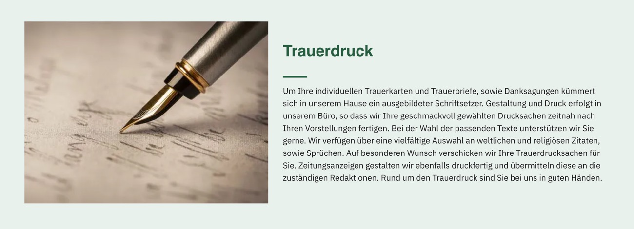 Ausschnitt 4 von 4 der Website von Friedrich Bestattungen, Kreis Recklinghausen
