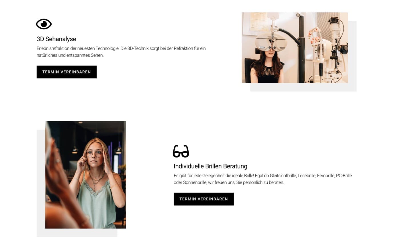 Ausschnitt 3 von 5 der Website von Optik Breiderhoff, Essen