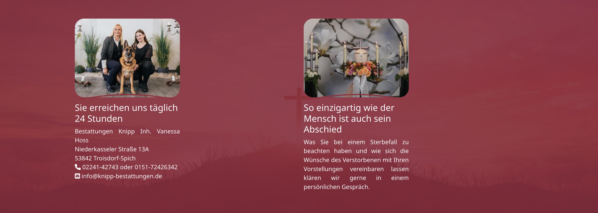 Ausschnitt 5 von 5 der Website von Knipp Bestattungen, Rhein-Sieg-Kreis