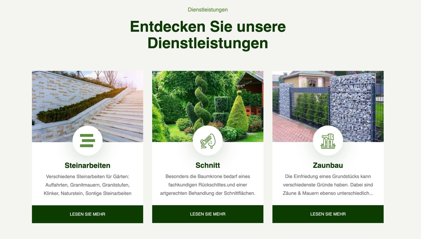 Ausschnitt 2 von 4 der Website von LIKA Galabau, Region Hannover