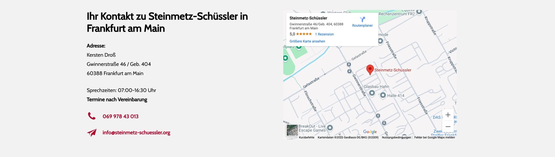 Ausschnitt 6 von 6 der Website von Steinmetz-Schüssler, Frankfurt am Main