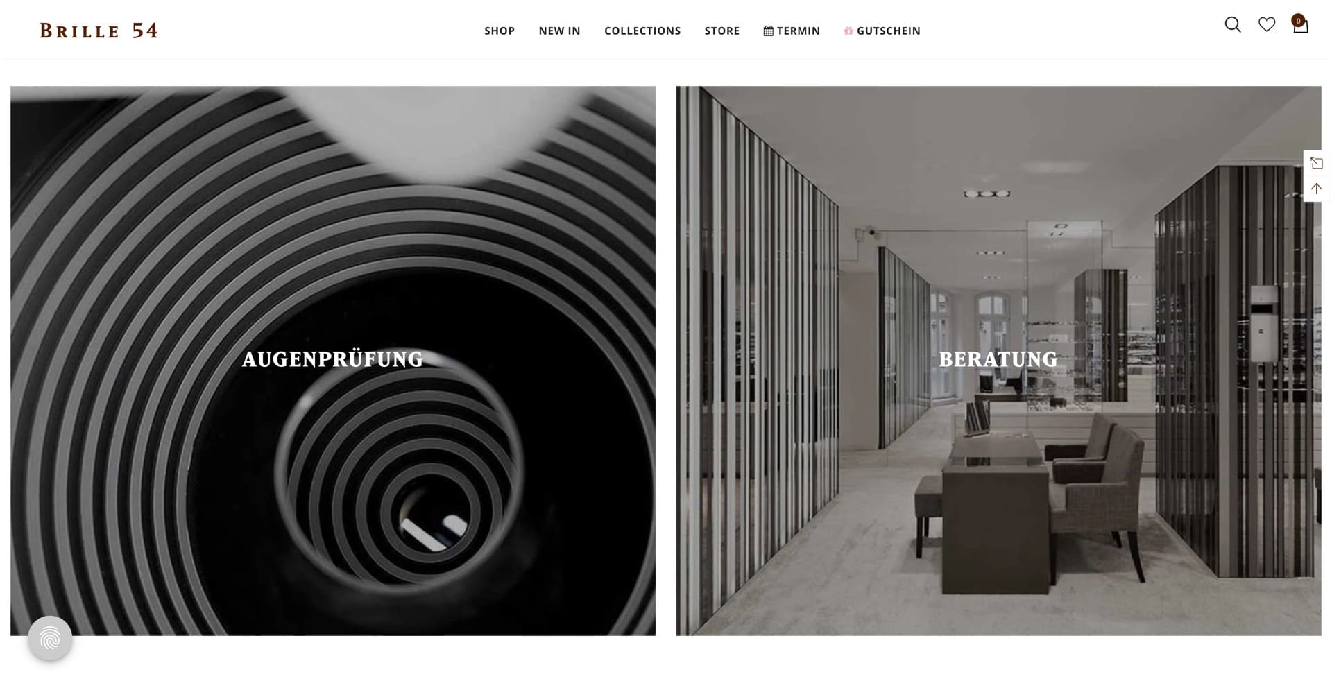 Ausschnitt 1 von 5 der Website von Brille 54, Berlin