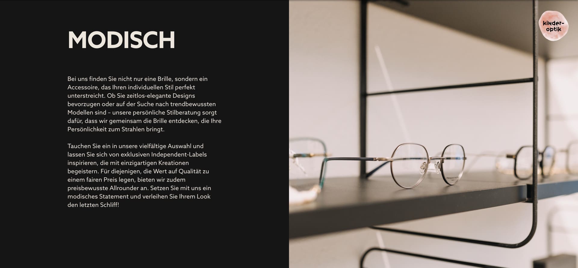 Ausschnitt 3 von 6 der Website von Optik Dunkel, Dresden