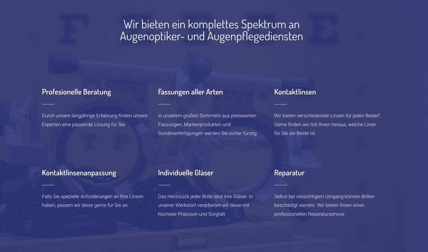 Ausschnitt 4 von 5 der Website von Ehrmann Augenoptik, Hannover